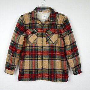 Scene & Heard Boy's Sherpa Jacket Shacket Size 14-16 Plaid Snap Front